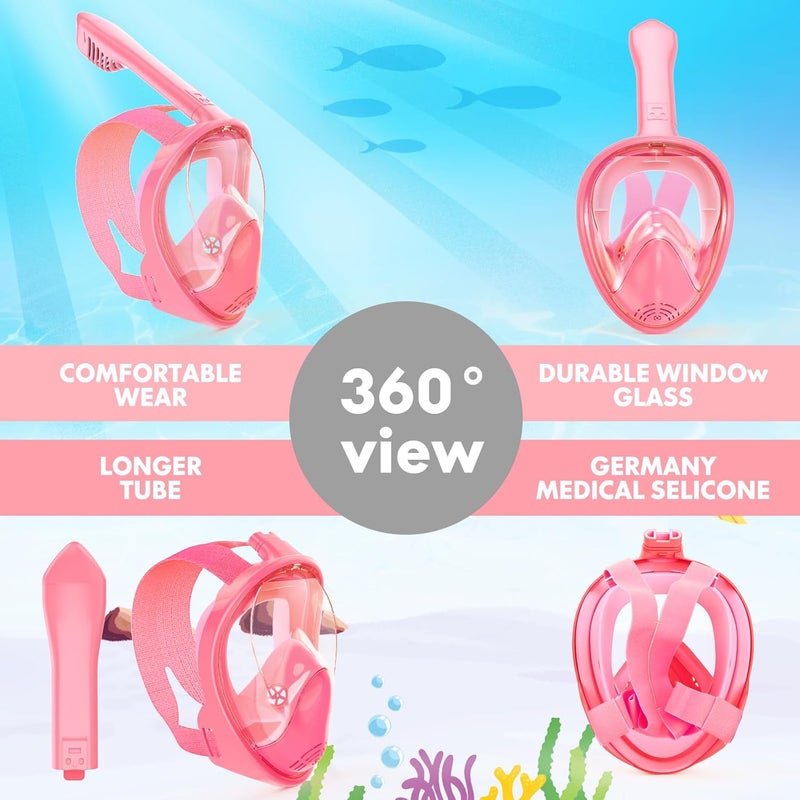 Hydiview Kids Snorkel Mask Full Face, Snorkeling Gear for Kids 2-14 with Camera Mount, 180 Degree Panoramic View Snorkeling Set Anti-Fog Anti-Leak - Image 5